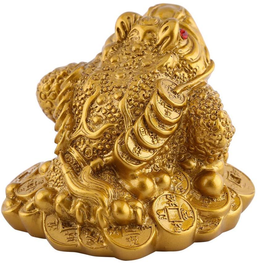 Chinese Fengshui Brass Lucky 3 legged frog Golden Toad Coin Money ...