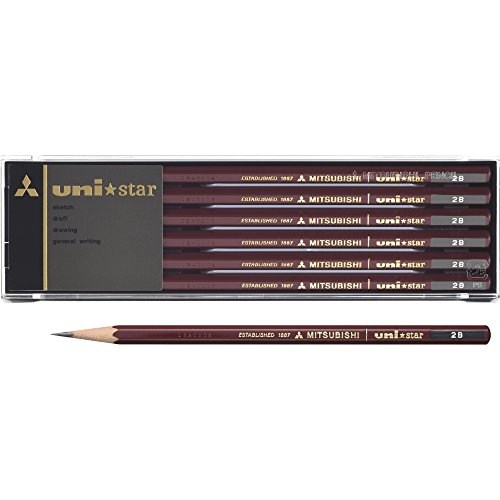 Japanese masterpiece Mitsubishi Pencil Pencil Unistar 2B 1 dozen 0815 画像1