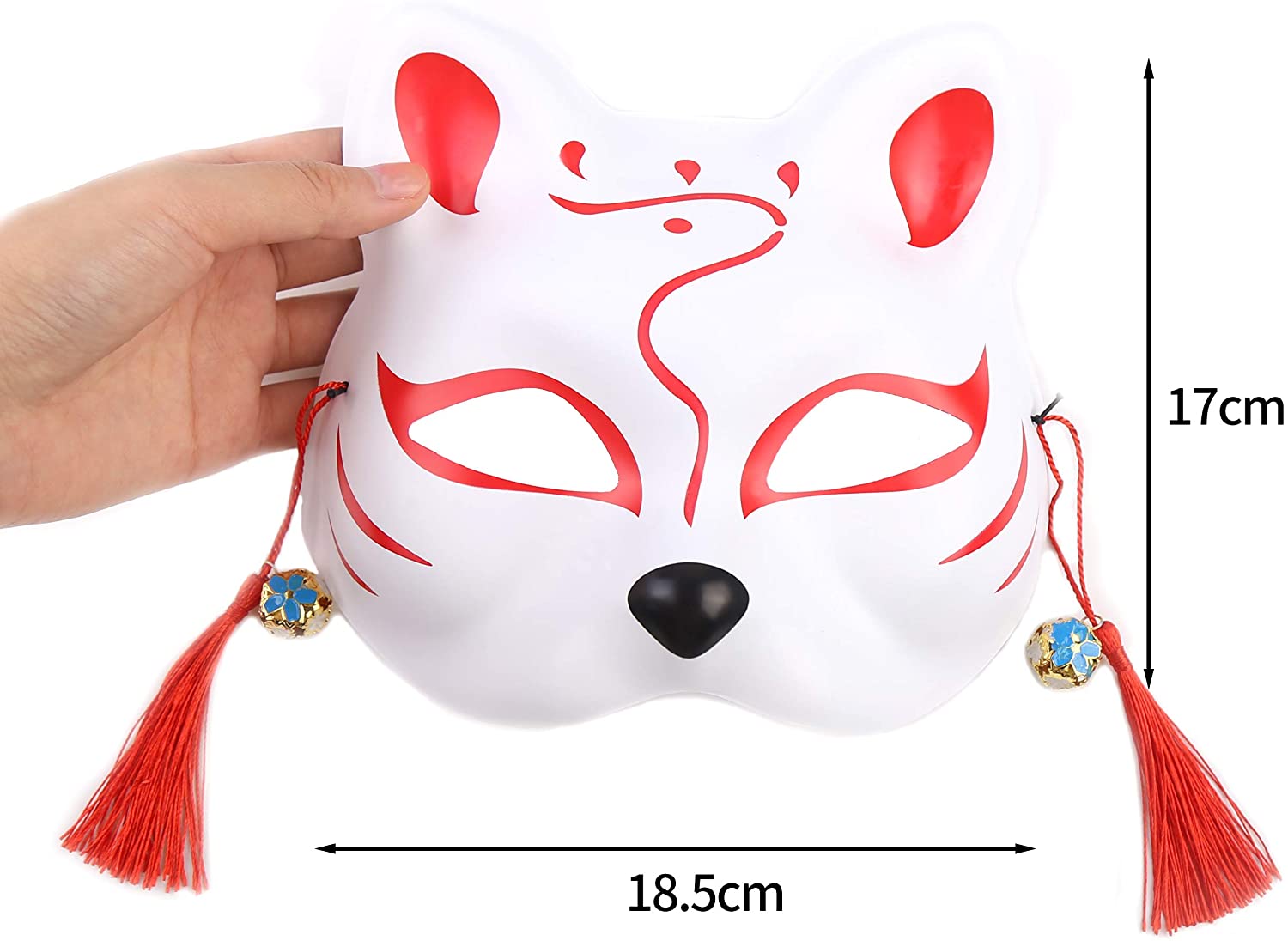 Rare item Japanese fox mask Half side with bell 3 pieces set 0141 ...
