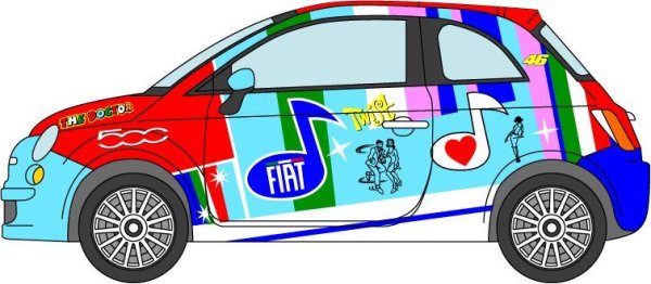 Museum collection 1/24 Fiat 500'07 Rossi Color Bologna Decal from Japan a399 画像1