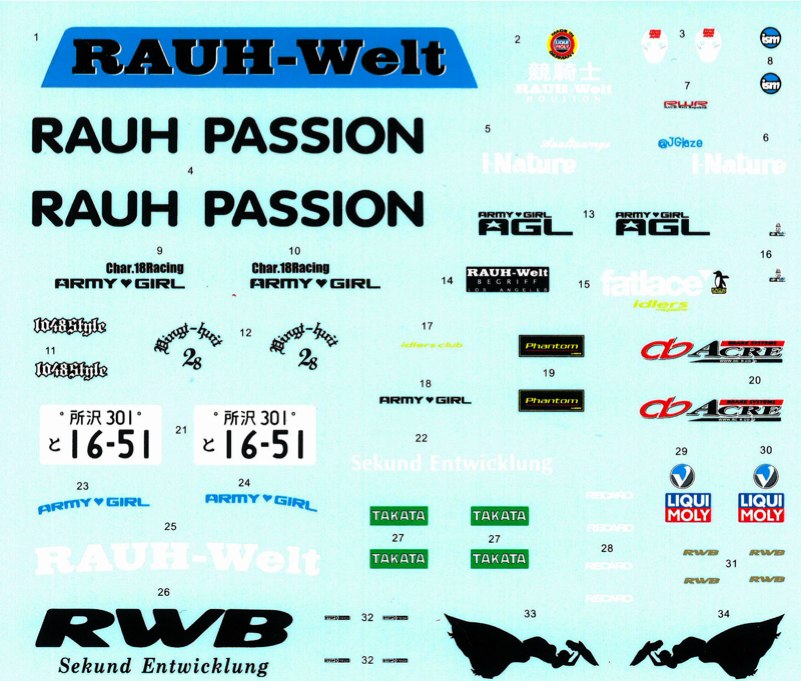 Hobby Design 1/18 RWB 993 Decal Ver.  Rauh Passion from Japan 10502 画像2
