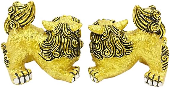 Okinawa shisa GOLD money luck pair shisa height 3.2 inches from Japan 12096 画像2