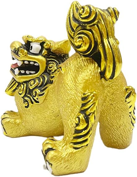 Okinawa shisa GOLD money luck pair shisa height 3.2 inches from Japan 12096 画像3