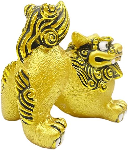 Okinawa shisa GOLD money luck pair shisa height 3.2 inches from Japan 12096 画像4