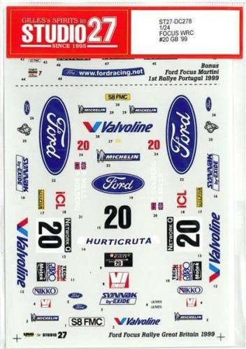 Studio 27 Decal 1/24 Ford FOCUS #20 WRC GB '99 for Tamiya from Japan 11746 画像1